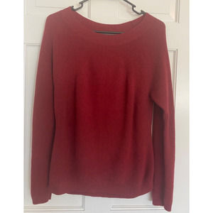 Title Nine Sz M Burgundy Red Extrafine Merino Wool Lightweight Sweater LS. D3